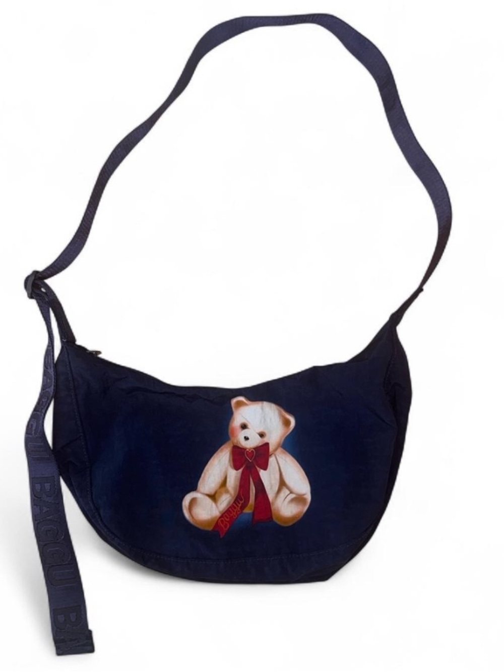 BAGGU Navy Teddy Bear Medium Crescent GUC